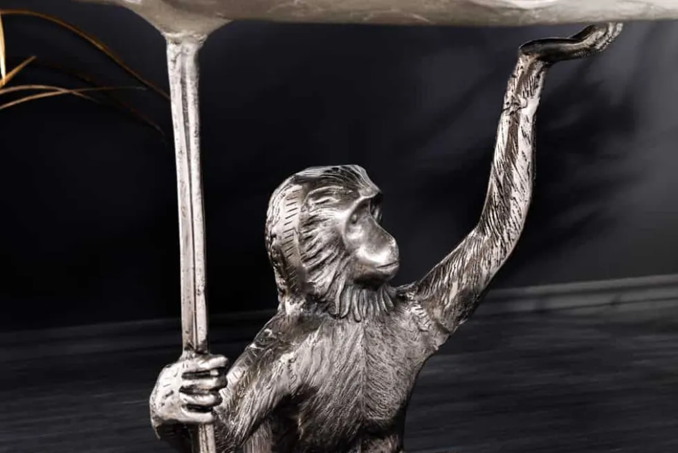 Design Beistelltisch WILDLIFE MONKEY 60cm silber Metall handmade