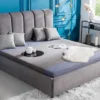 Design Bett MILANO 180x200cm grau Vogue Seiden Samtstoff
