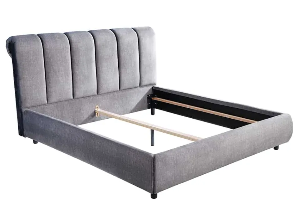 Design Bett MILANO 180x200cm grau Vogue Seiden Samtstoff