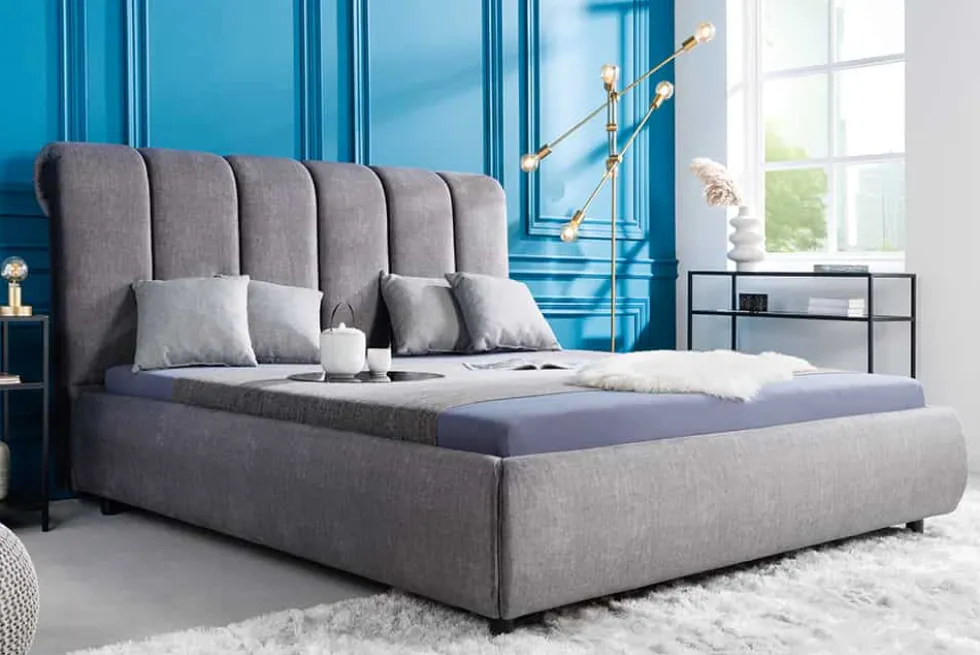 Design Bett MILANO 180x200cm grau Vogue Seiden Samtstoff