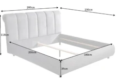 Design Bett MILANO 180x200cm grau Vogue Seiden Samtstoff
