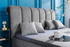 Design Bett MILANO 180x200cm grau Vogue Seiden Samtstoff