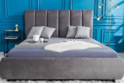 Design Bett MILANO 180x200cm grau Vogue Seiden Samtstoff