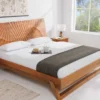 Design Bett SCORPION 180x200cm braun Mangoholz 3D Schnitzerei Massivholz Doppelbett
