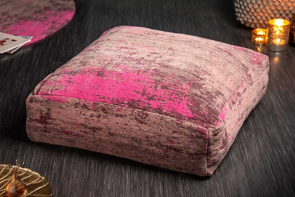 Design Bodenkissen XL MODERN ART 70cm rot pink abstraktes Muster Sitzpouf