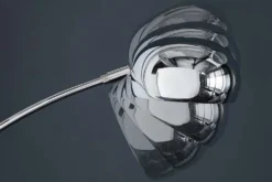 Design Bogenlampe FIVE LIGHTS 205cm chrom Stehlampe mit schwarzem Marmorfuß