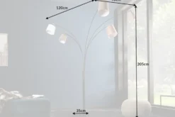 Design Bogenlampe LEVELS 205cm weiß beige braun 5 Leinenschirme Stehlampe