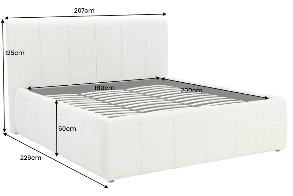 Design Boxbett ADLON 180x200cm beige Chenille Cremona mit Stauraum und Lattenrost