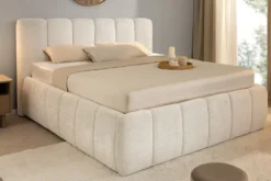 Design Boxbett ADLON 180x200cm beige Chenille Cremona mit Stauraum und Lattenrost