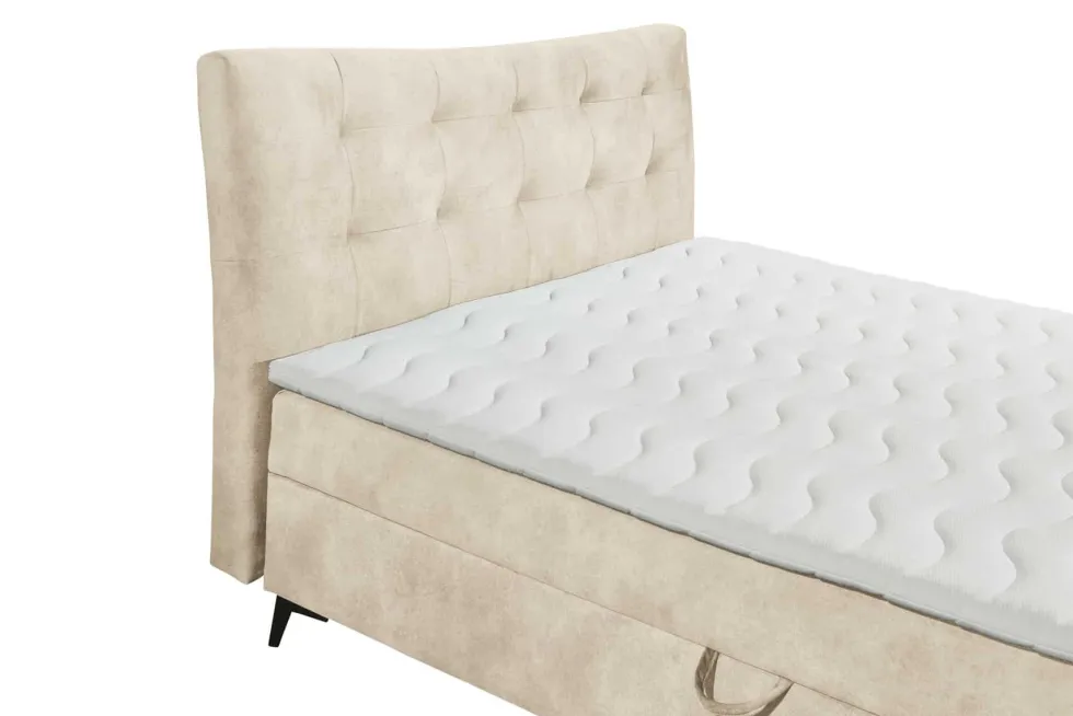 Design Boxbett DECADENCIA 180x200cm beige Samt mit Stauraum Matratze Topper