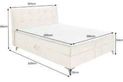 Design Boxbett DECADENCIA 180x200cm beige Samt mit Stauraum Matratze Topper