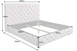 Design Boxbett PARIS 180x200cm beige Leinen Chesterfield Doppelbett