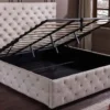 Design Boxbett PARIS 160x200cm champagner beige Samt mit Stauraum und Lattenrost