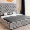 Design Boxbett PARIS 180x200 cm grau Bouclé Chesterfield