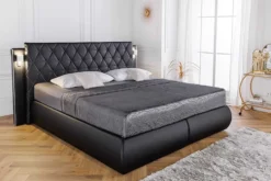 Design Boxspringbett PALAZZO 180x200cm schwarz inkl. Stauraum Matratze Topper