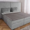 Design Boxspringbett SUITE HOTELBETT 180x200cm silber grau Samt inkl. Stauraum Topper