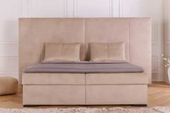 Design Boxspringbett SUITE HOTELBETT 180x200cm beige Samt inkl. Stauraum Topper