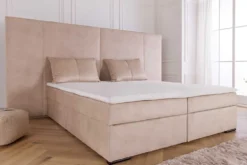 Design Boxspringbett SUITE HOTELBETT 180x200cm beige Samt inkl. Stauraum Topper