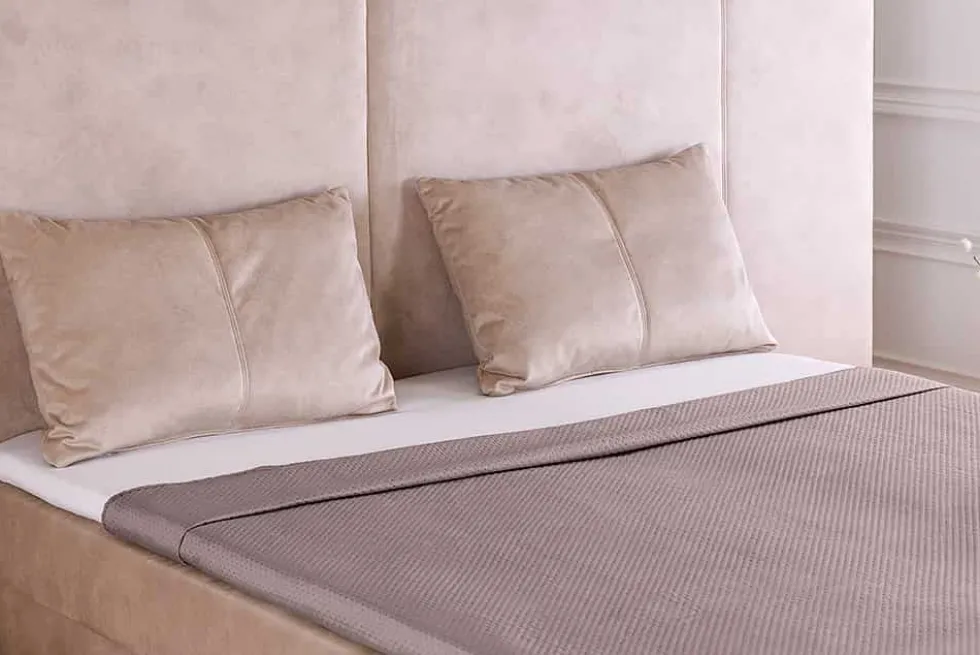 Design Boxspringbett SUITE HOTELBETT 180x200cm beige Samt inkl. Stauraum Topper