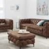 Design Chesterfield Sessel MODERN BAROCK 120cm antik braun Microfaser mit Federkern