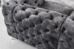 Design Chesterfield Sessel MODERN BAROCK 120cm dunkelgrau Samt