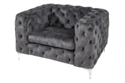 Design Chesterfield Sessel MODERN BAROCK 120cm dunkelgrau Samt