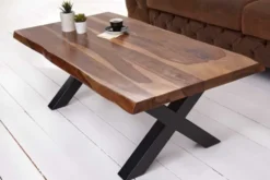 Design Couchtisch AMAZONAS 110cm braun Sheesham Massivholz Baumkante