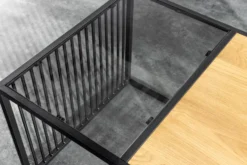 Design Couchtisch ARCHITECTURE 100cm schwarz Wildeiche Rauchglas Metall Holz