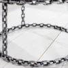 Design Couchtisch CHAINS 65cm silber handmade Metall rund Glasplatte Kettengestell