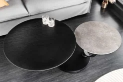 Design Couchtisch DANCING RINGS schwarz grau rund drehbar Keramik Metall