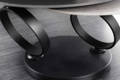 Design Couchtisch DANCING RINGS schwarz grau rund drehbar Keramik Metall