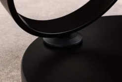 Design Couchtisch DANCING RINGS rost rund drehbar Travertin Keramik schwarz Gestell