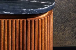 Design Couchtisch GATSBY 110cm Mangoholz massiv Marmor-Platte Retro mit Schubladen gold