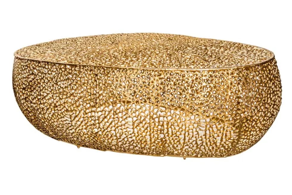 Design Couchtisch LEAF 130cm gold Metall-Aluminium-Legierung handmade
