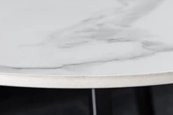Design Couchtisch MARVELOUS 90cm weiß Marmor Keramik schwarzes Metall