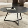 Design Couchtisch MARVELOUS 90cm anthrazit Marmor Keramik schwarzes Metall