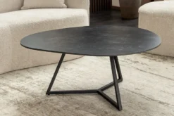 Design Couchtisch MARVELOUS 90cm anthrazit Marmor Keramik schwarzes Metall