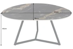 Design Couchtisch MARVELOUS 90cm schwarz gold sand Aurora Oro Keramik Metall