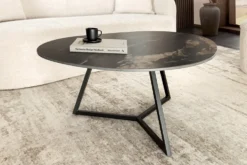 Design Couchtisch MARVELOUS 90cm schwarz gold sand Aurora Oro Keramik Metall