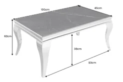 Design Couchtisch MODERN BAROCK 100cm schwarz anthrazit chrom Keramik Marmor