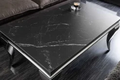 Design Couchtisch MODERN BAROCK 100cm schwarz anthrazit chrom Keramik Marmor