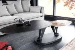 Design Couchtisch MOVEMENT schwarz rund drehbar Pandora Keramik Metallgestell