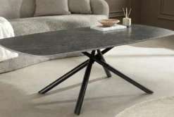 Design Couchtisch OSAKA 110cm anthrazit Keramik schwarz Metall mit Sterngestell