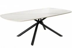 Design Couchtisch OSAKA 110cm weiß Keramik schwarz Sterngestell Metall