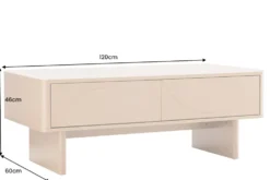 Design Couchtisch SAVOY 120cm grau beige greige Keramik Travertin mit Schublade