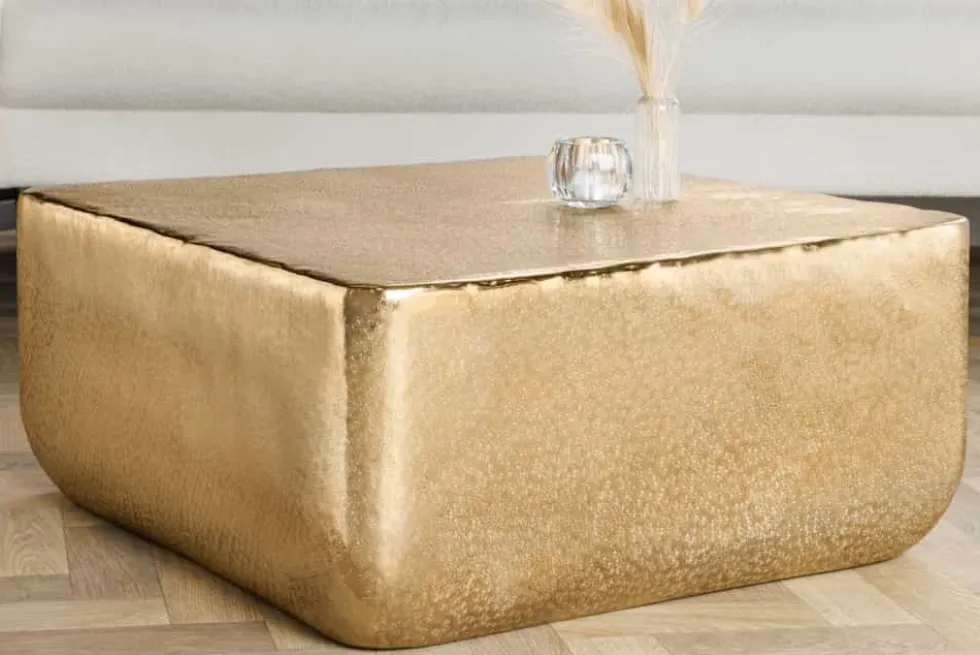 Design Couchtisch UNIT 70cm gold Metall Hammerschlag handmade
