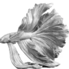 Design Deko Figur Kampffisch CROWNTAIL 35cm silber Betta Fisch Skulptur