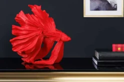 Design Deko Figur Kampffisch CROWNTAIL 35cm rot Betta Fisch Skulptur