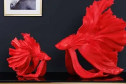 Design Deko Figur Kampffisch CROWNTAIL 35cm rot Betta Fisch Skulptur