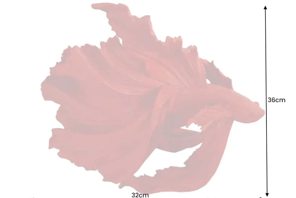 Design Deko Figur Kampffisch CROWNTAIL 35cm rot Betta Fisch Skulptur